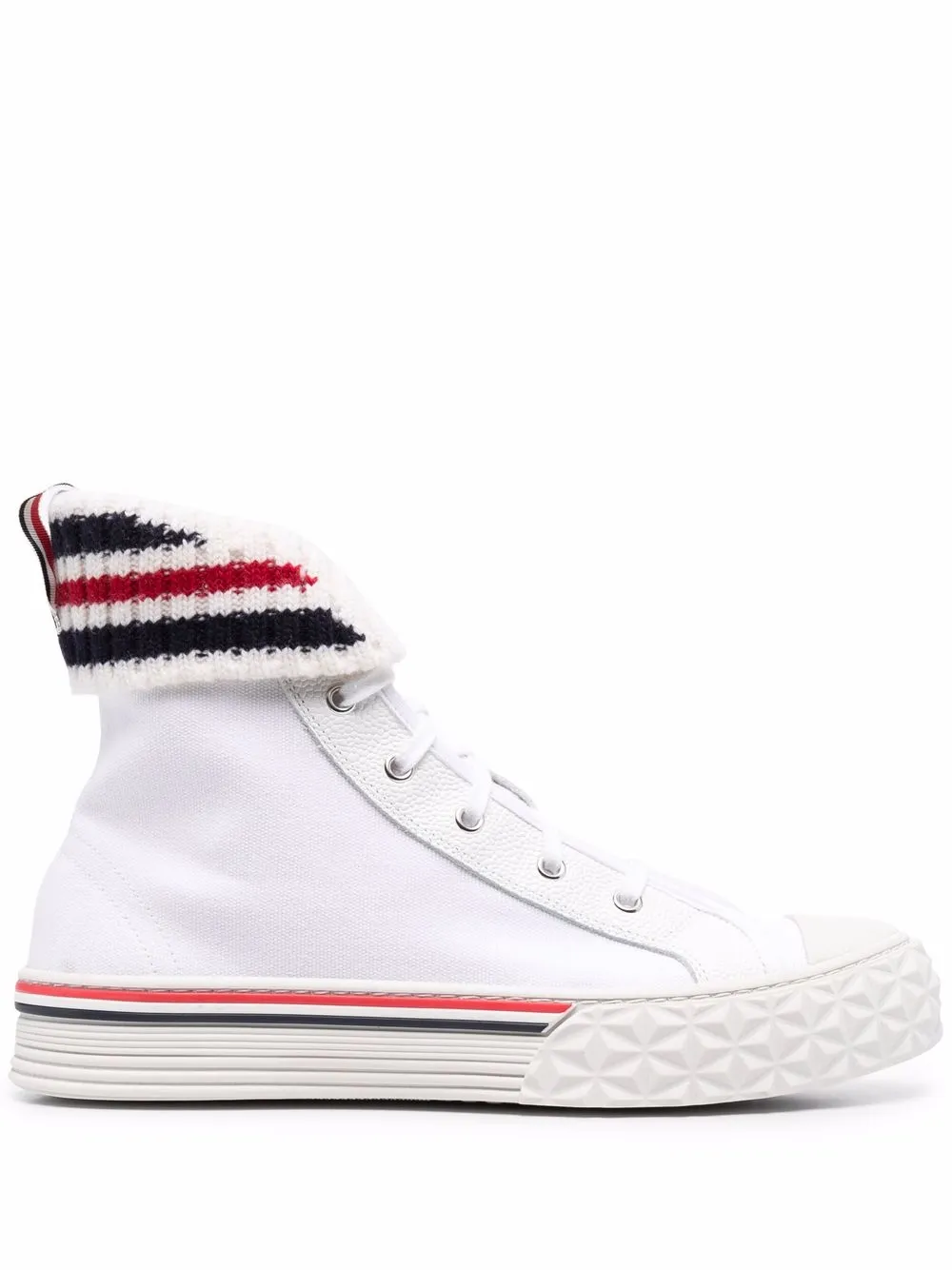 

Thom Browne tartan-sole RWB stripe sneakers - White