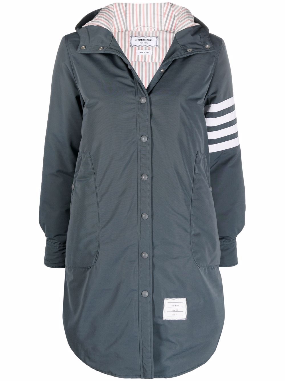 

Thom Browne impermeable con motivo 4-Bar - Gris