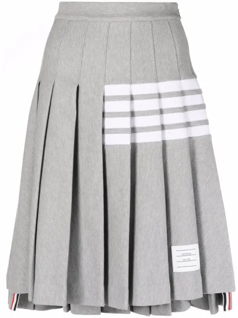 Thom Browne 4 Bar-stripe step-hem pleated skirt