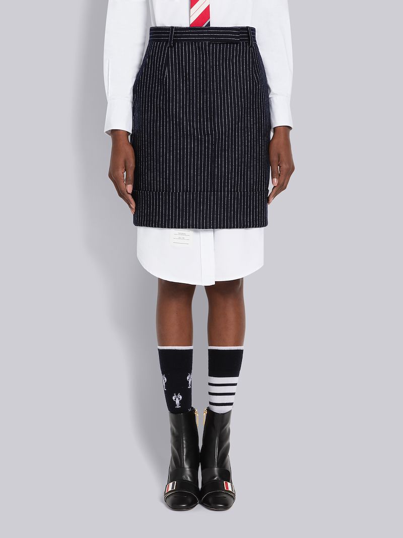 チョークストライプ フランネル ストレート ミニスカートブルー Thom Browne 公式オンラインサイト