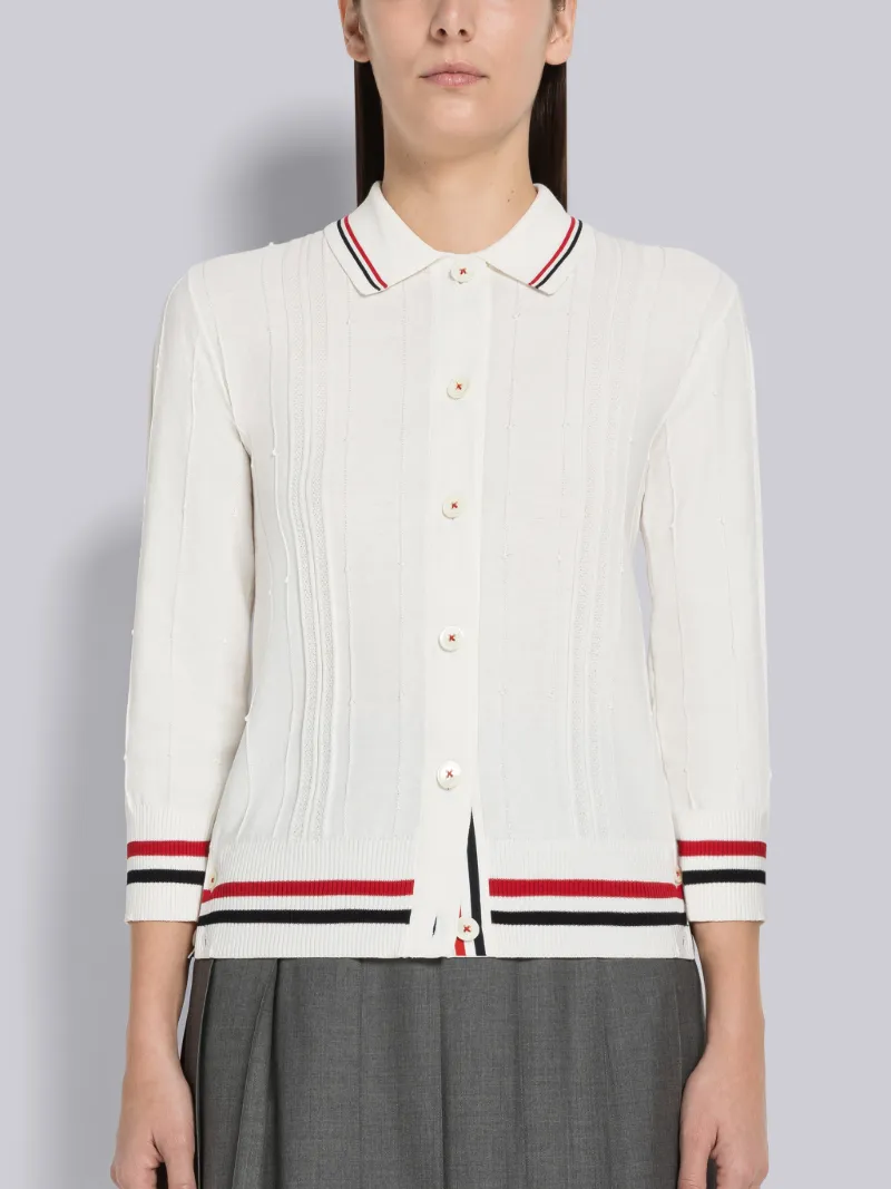 High Twist Cotton Cricket Stripe Polo 