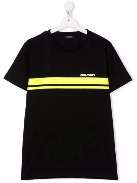 Shop Balmain Kids logo-print T-shirt 