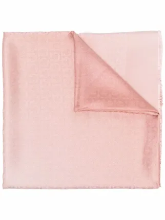 Ferragamo Gancini-jacquard wool-silk Scarf | Pink | FARFETCH
