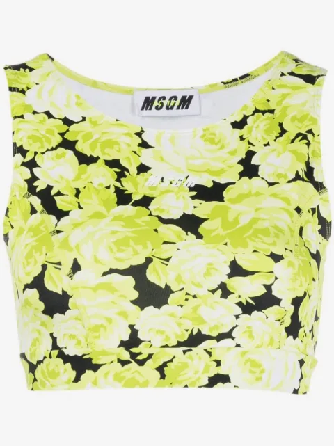 MSGM floral-print cropped vest