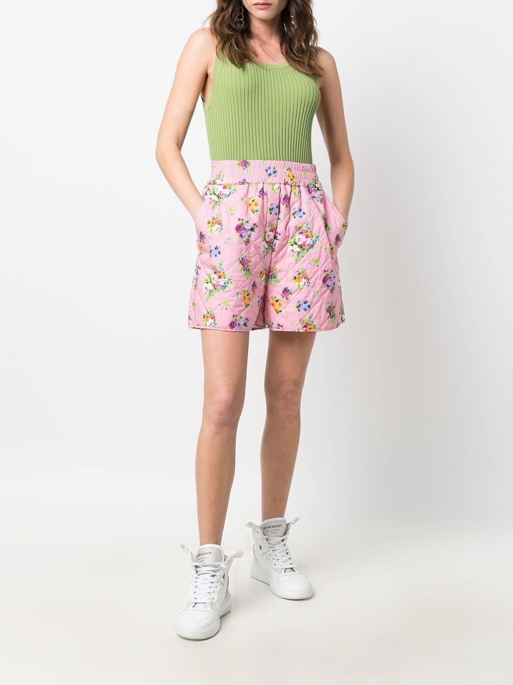 Image 2 of MSGM floral-print quilted shorts