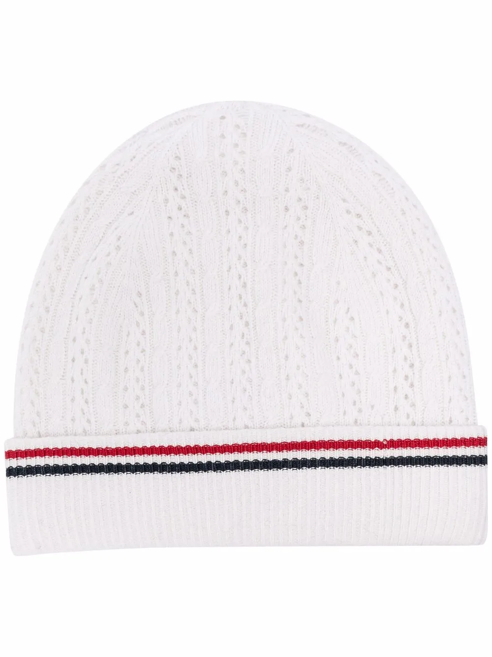 

Thom Browne intarsia stripe knit beanie - White