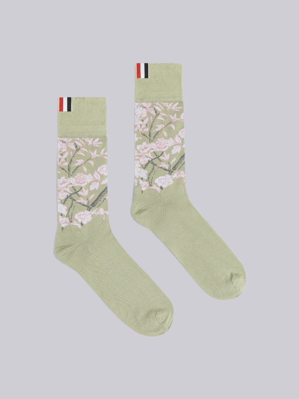 Thom Browne Floral-pattern Socks In Green