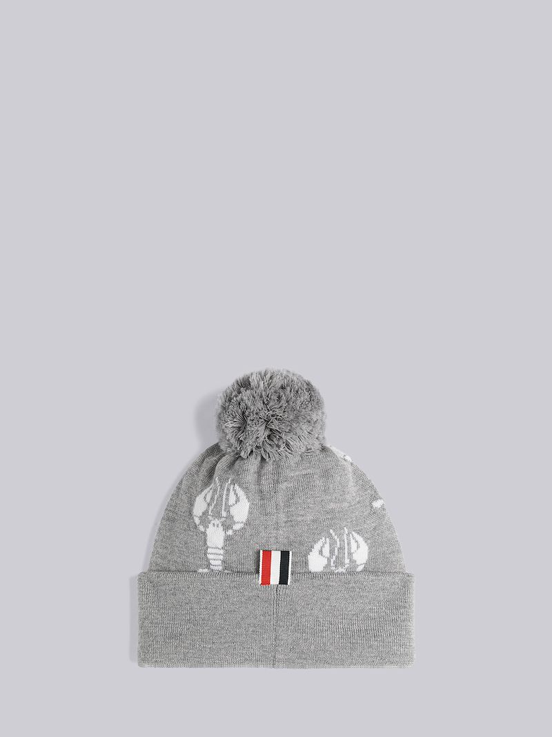 Fine Merino Wool Lobster Intarsia Pom Pom Hat Thom Browne Official