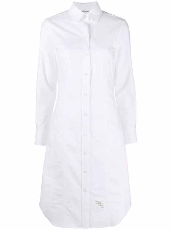 Thom Browne Logo Patch Shirtdress White FARFETCH IN