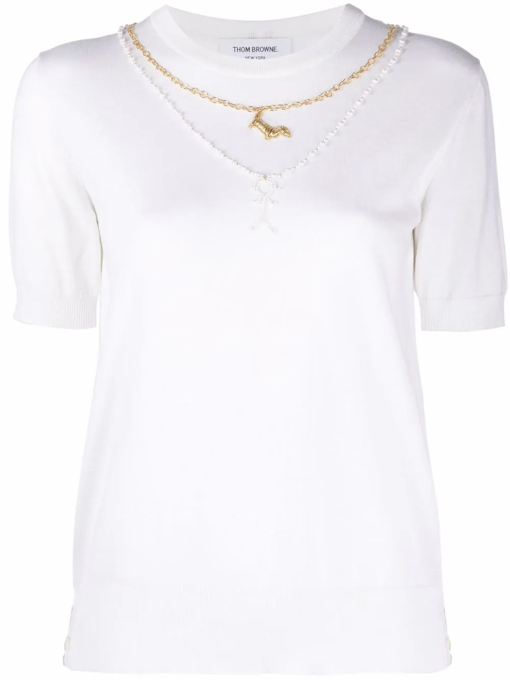 

Thom Browne Mrs. Thom and Hector necklace knit top - White