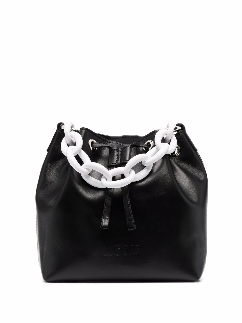 

MSGM chain-link leather bucket bag - Black