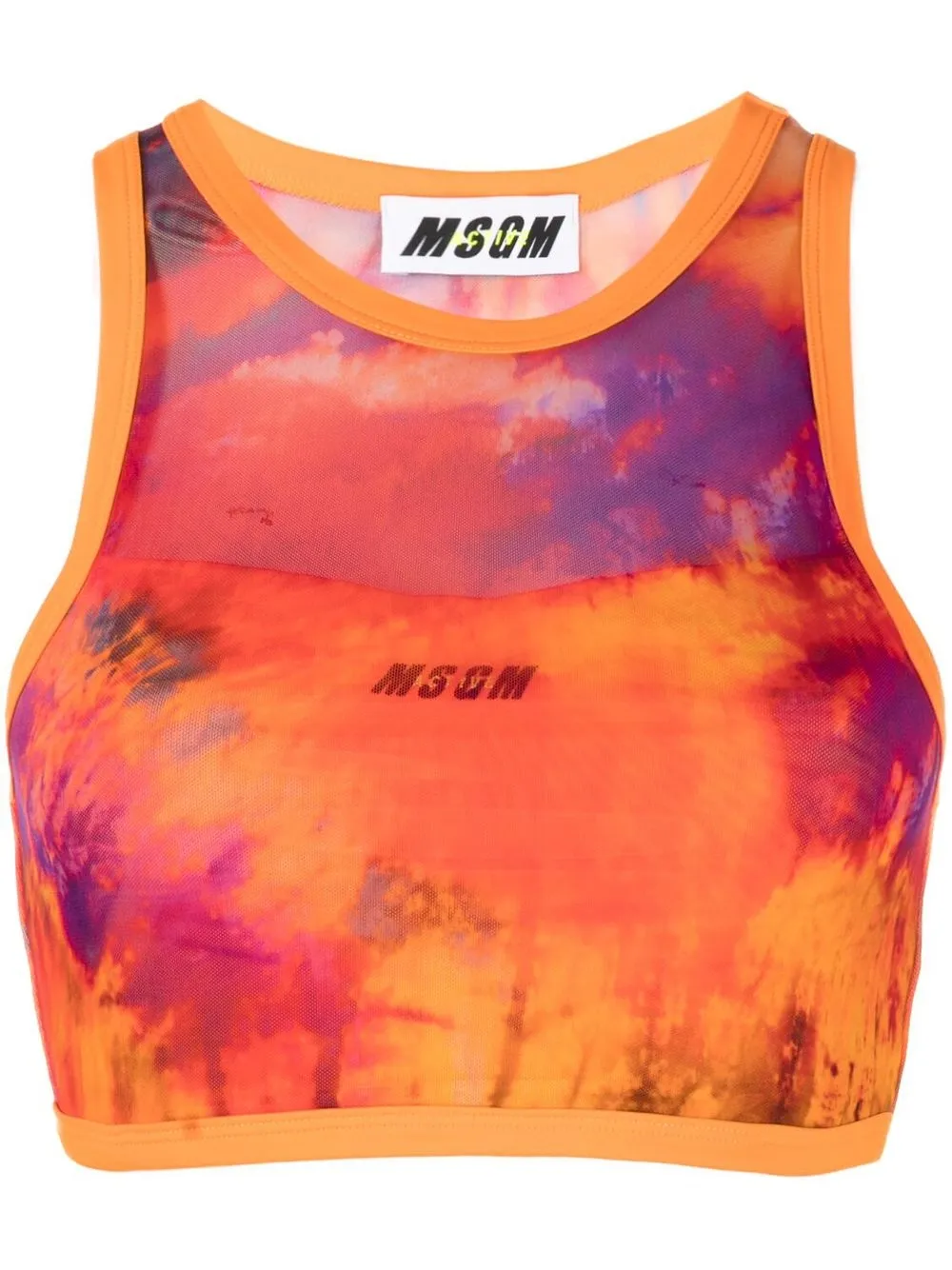 

MSGM top corto con logo estampado - Naranja