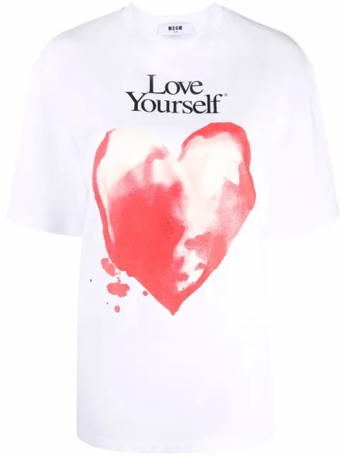 Shop MSGM heart-print T-shirt with 