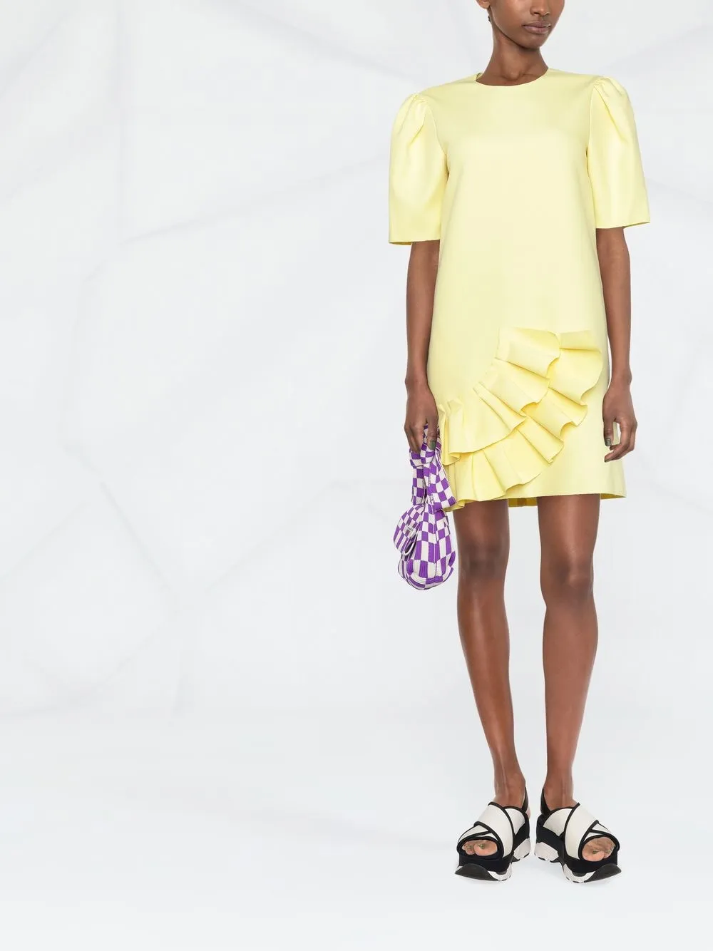 MSGM Jurk met ruches - Geel