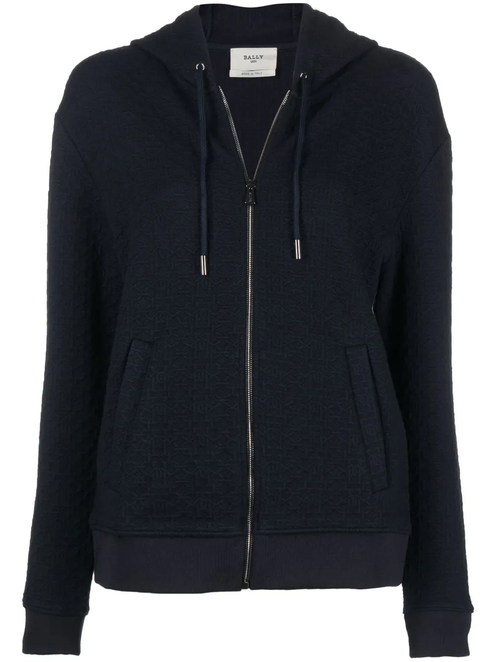 Bally Monogram-pattern Zip-up Hoodie In Blue