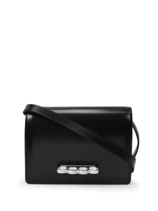 Alexander McQueen The Four Ring Leather Cross Body Bag | Black | FARFETCH