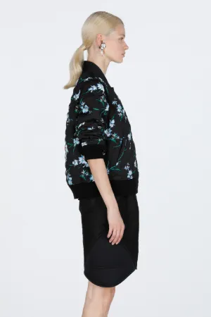 Floral-Print Quilted Bomber Jacket