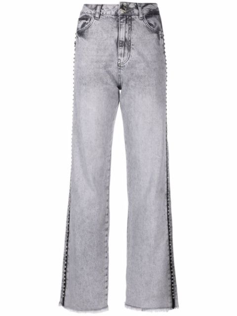 Philipp Plein crystal-embellished wide jeans Women