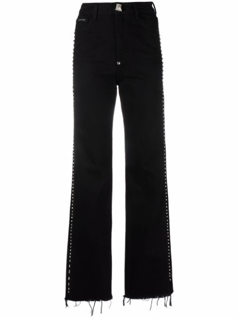 Philipp Plein crystal-embellished wide jeans Women