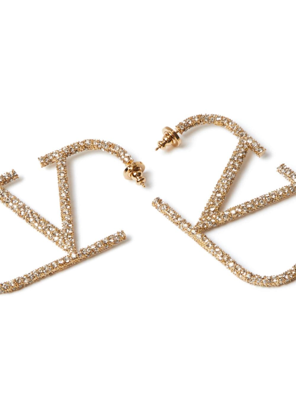 Shop Valentino Vlogo Signature Crystal-embellished Earrings In Gold