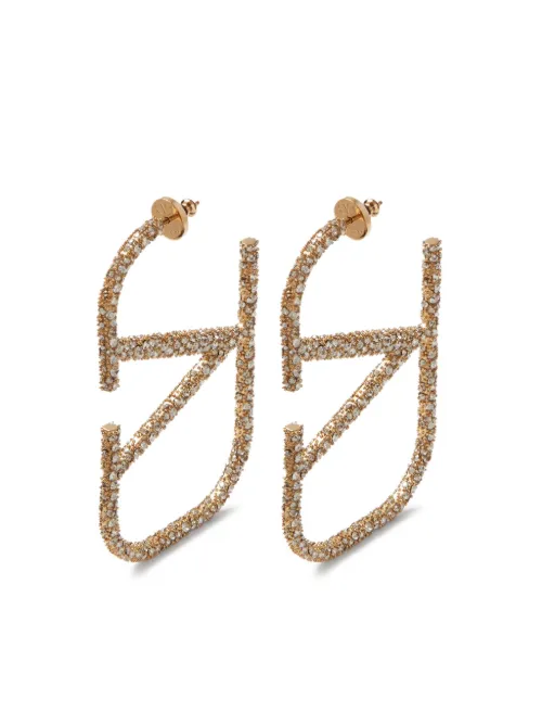 Boucles d'oreilles VLogo Signature serties de cristaux - Valentino Garavani - Modalova