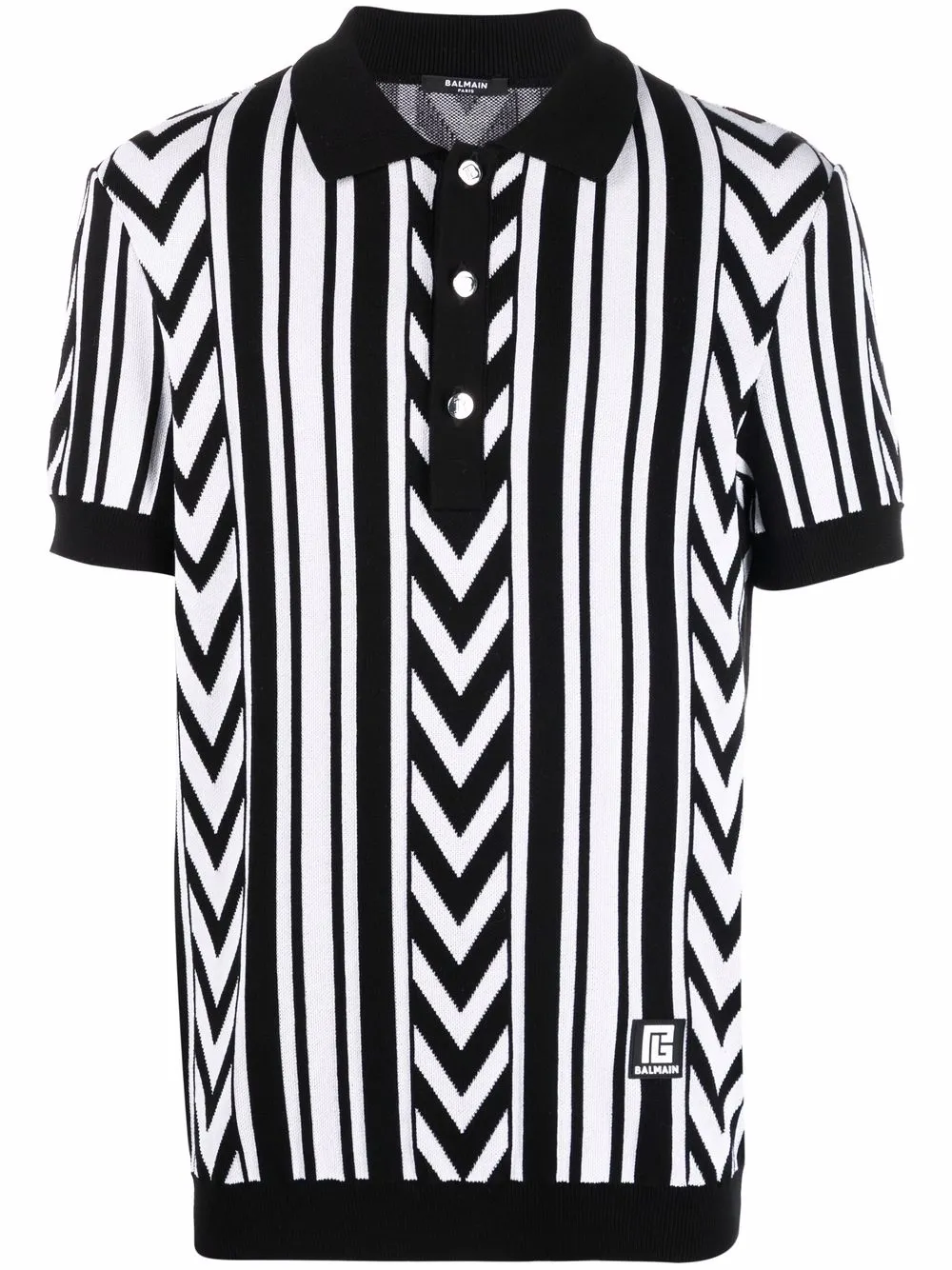 

Balmain playera tipo polo a rayas con motivo de chevron - Negro