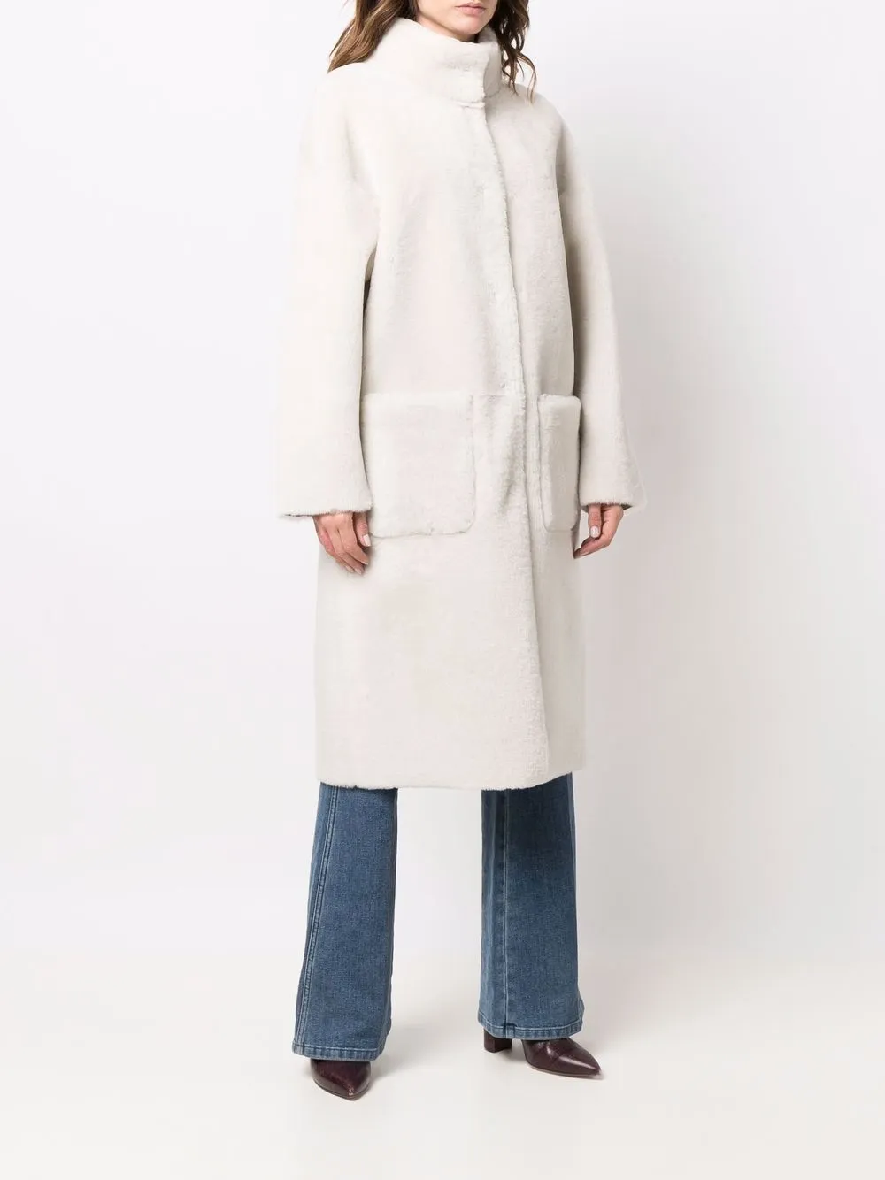 Liska Reversible Shearling Coat In Neutral