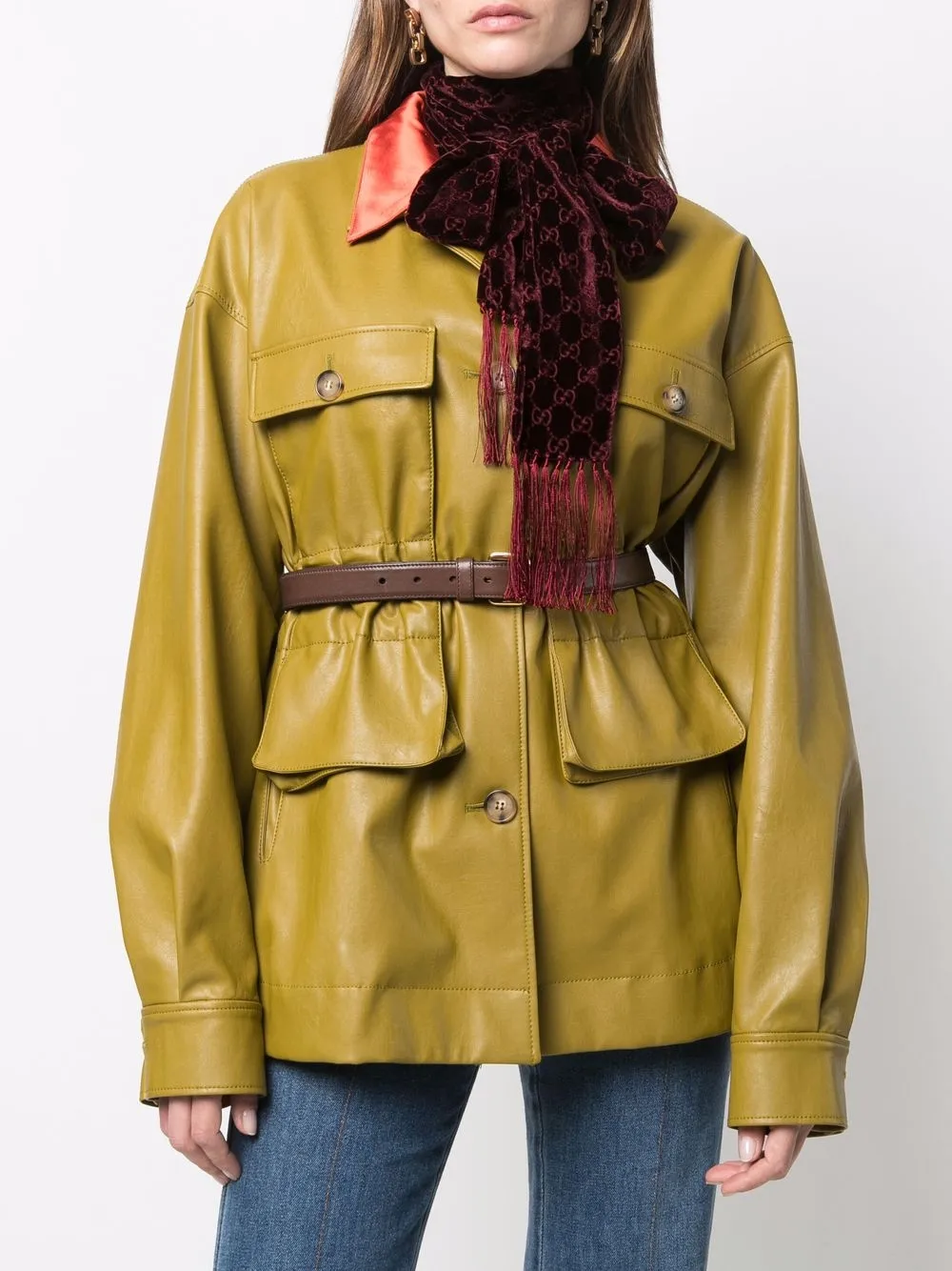  Gucci Schal Mit Gg Muster   Rot 