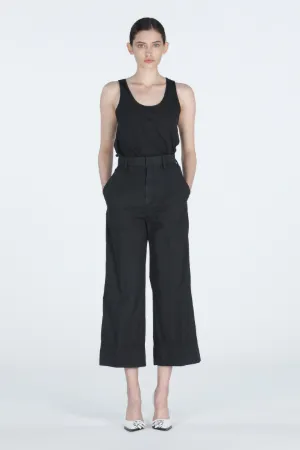 Cropped Wide-Leg Cotton Trousers