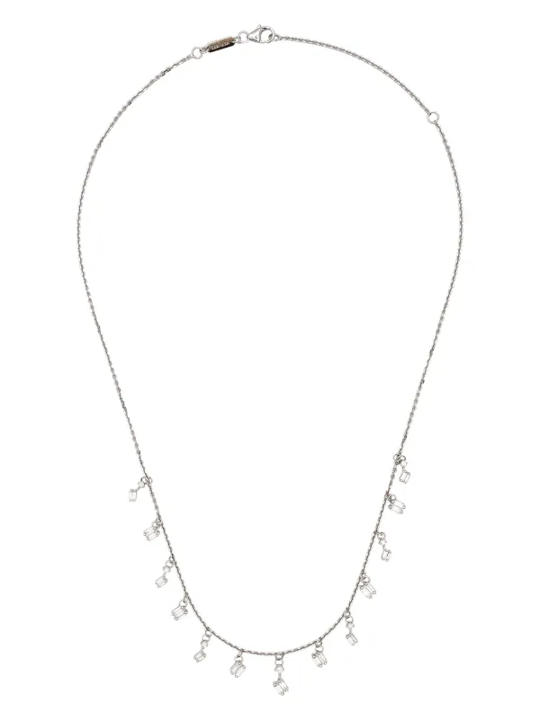 Suzanne Kalan 18kt White Gold Cascade Diamond Necklace in Silver