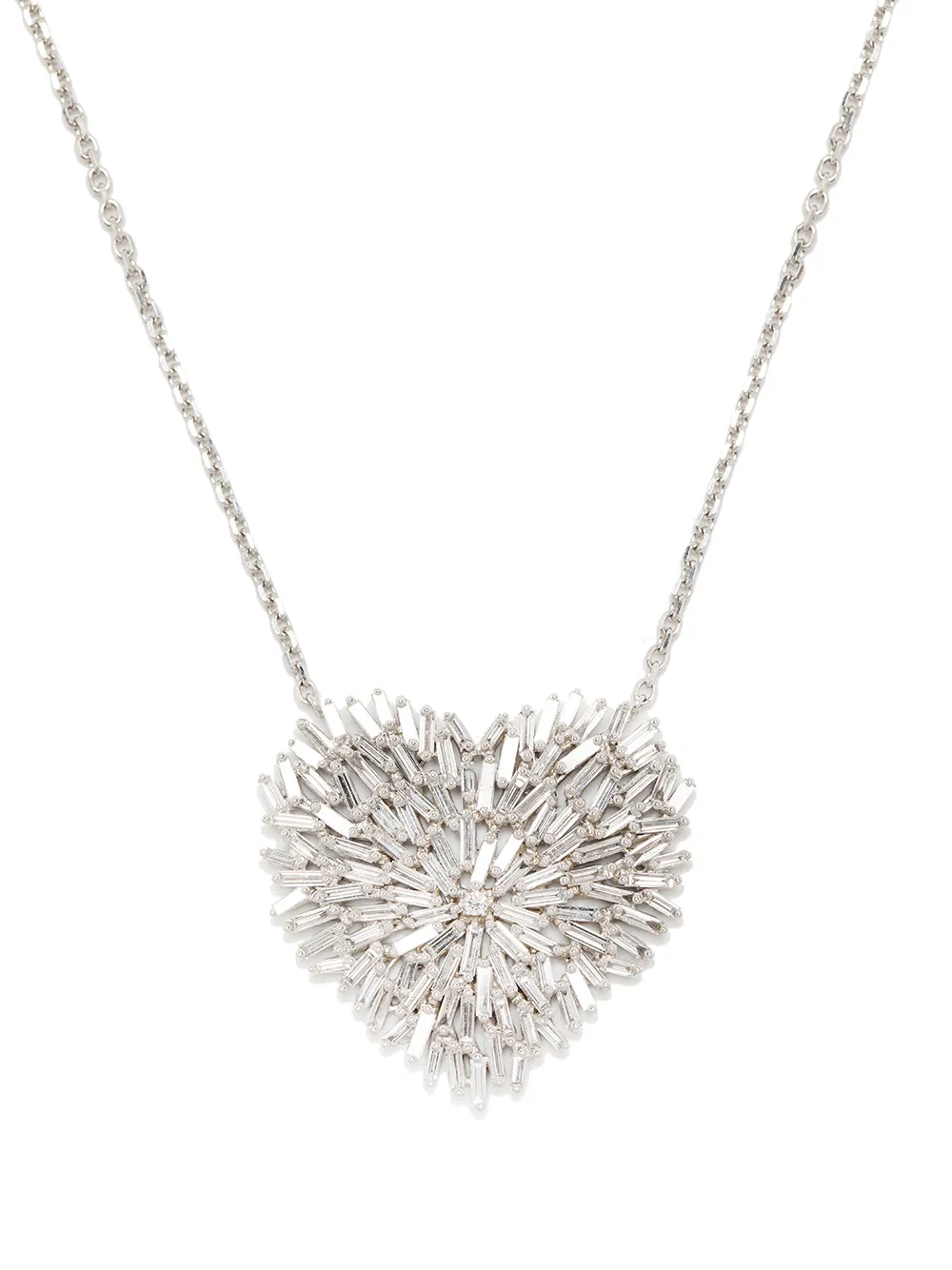 Suzanne Kalan 18kt Weissgoldhalskette Mit Diamantherz In Silver