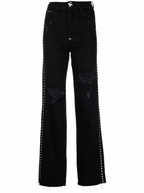 Philipp Plein crystal-embellished straight-leg jeans Women