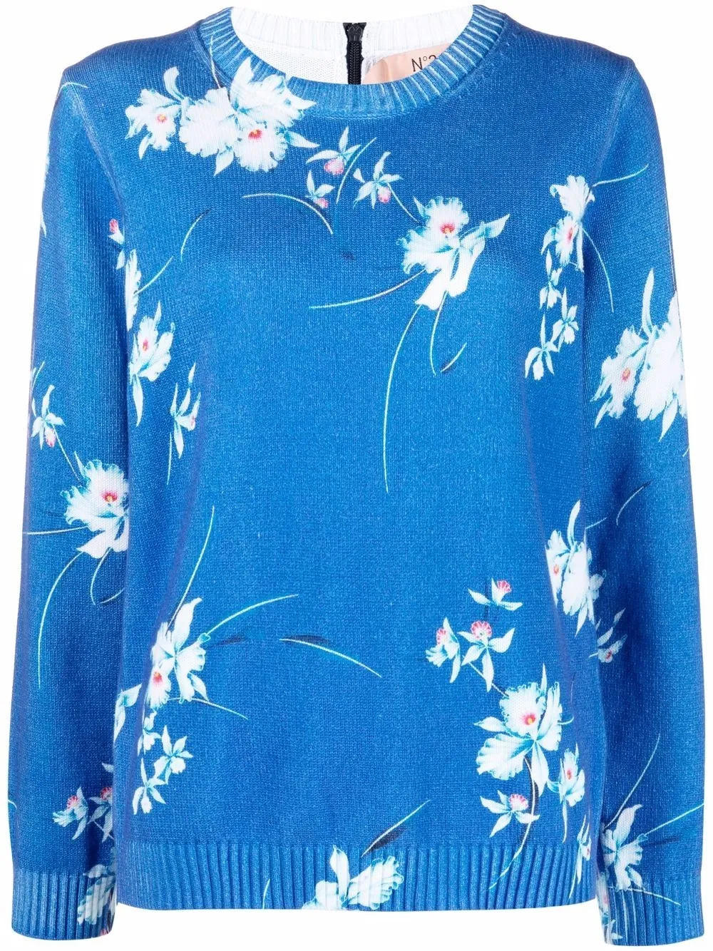 

Nº21 floral-print crew-neck sweater - Blue