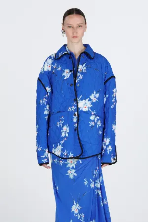Floral-Print Quilted Jacket