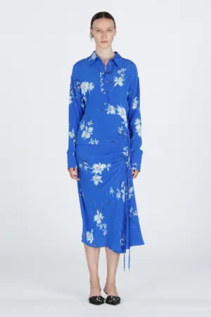 Floral-Print Ruched Shirt Dress