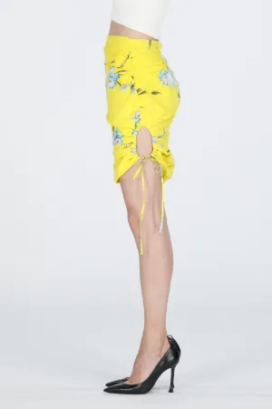 Floral-Print Asymmetric Mini Skirt