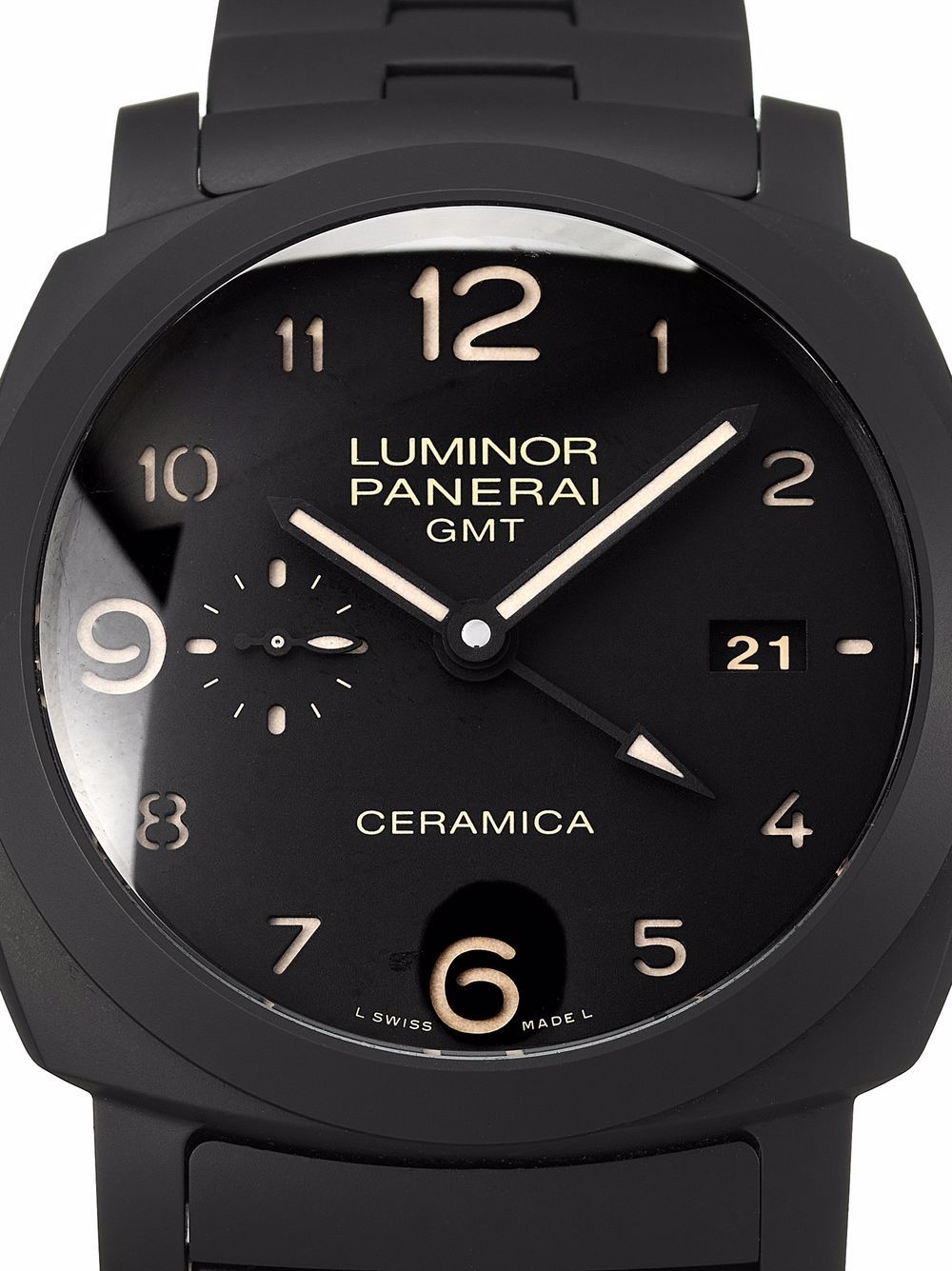 фото Panerai наручные часы luminor 1950 tuttonero 3 days gmt pre-owned 44 мм 2016-го года