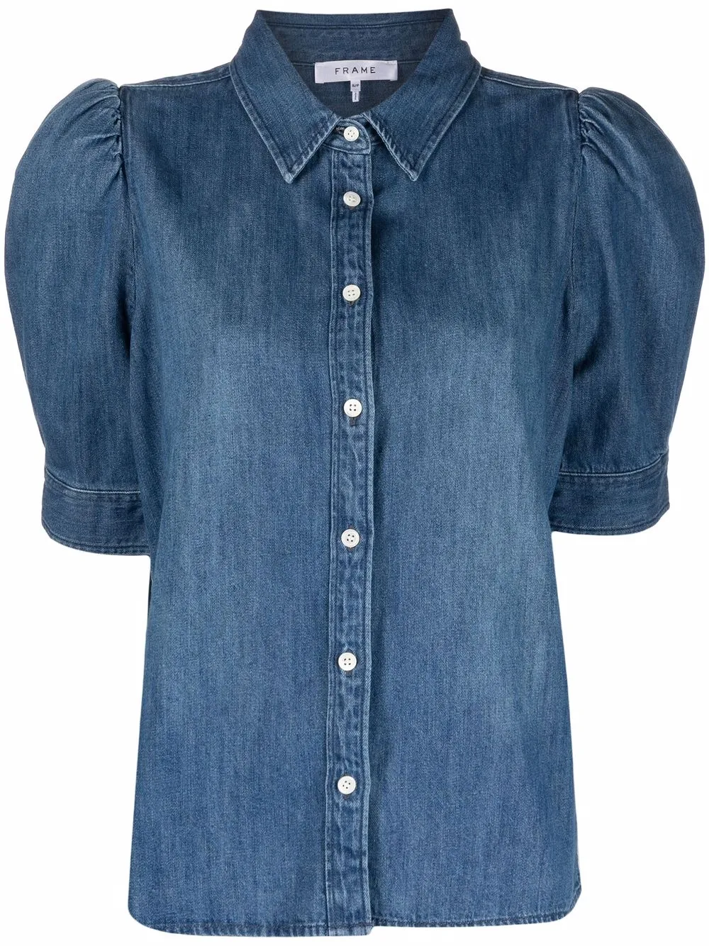 FRAME puff-sleeve Denim Blouse - Farfetch