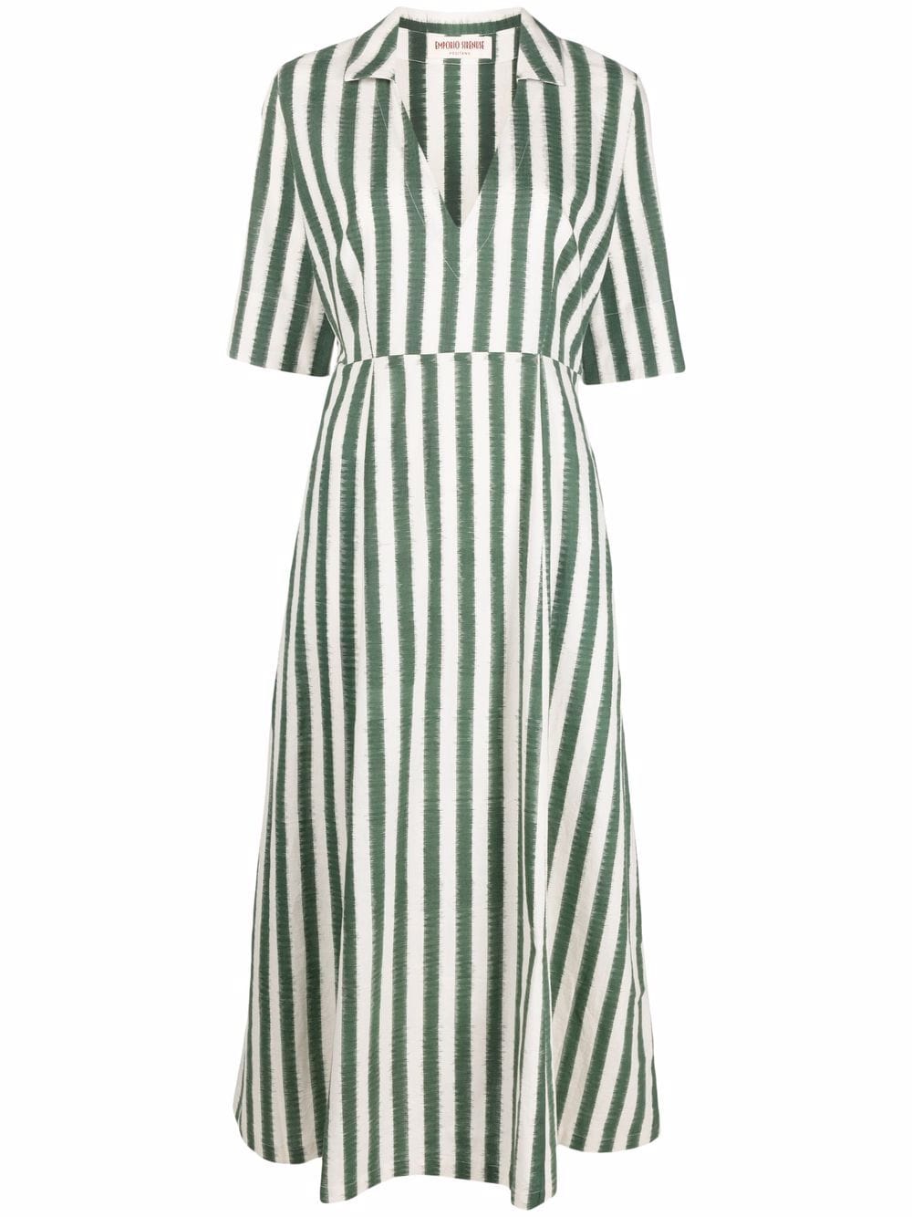 Emporio Sirenuse Ottavia Striped Linen Midi Dress - Farfetch