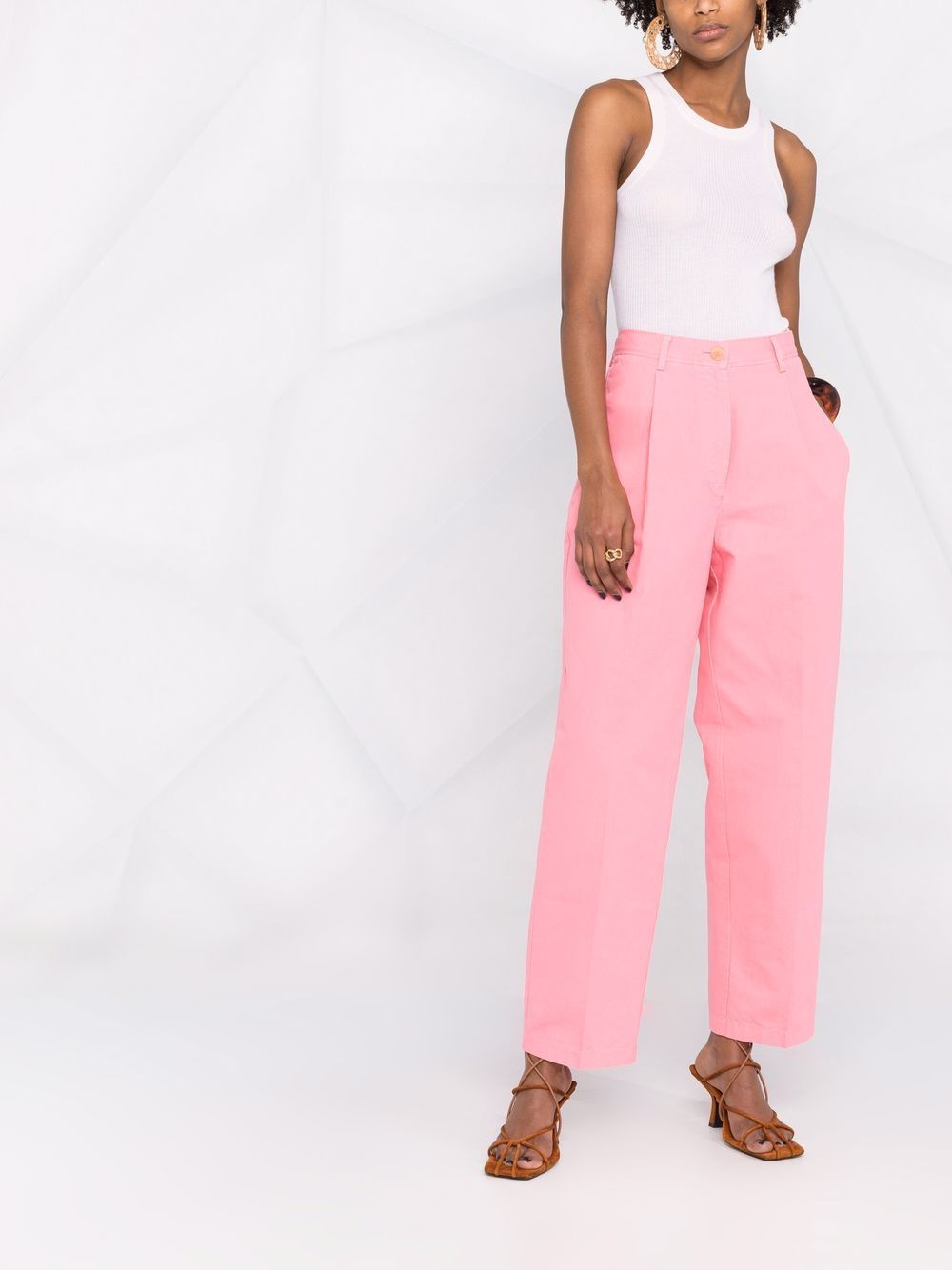 Forte Forte Broek met paperbag taille - Roze