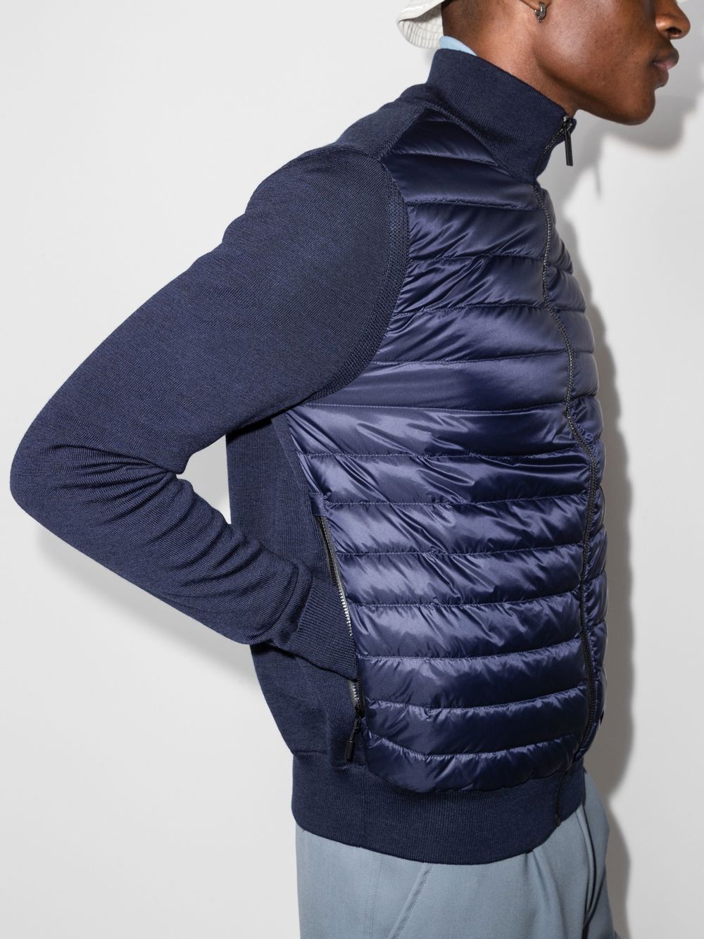 Shop Canada Goose Hybridge Knitted Padded Jacket In Blue