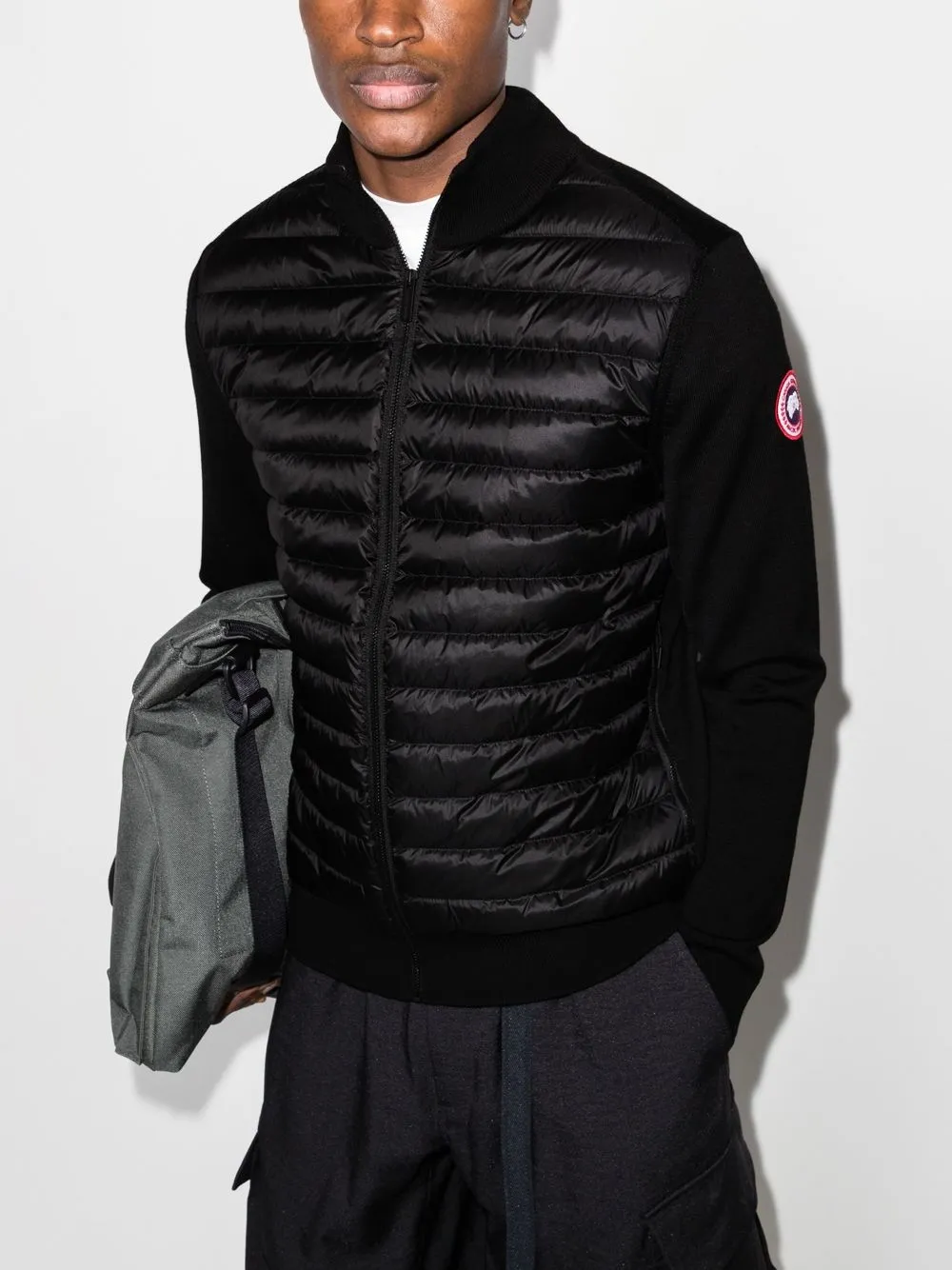 Shop Canada Goose Hybridge Knitted Padded Jacket In Black