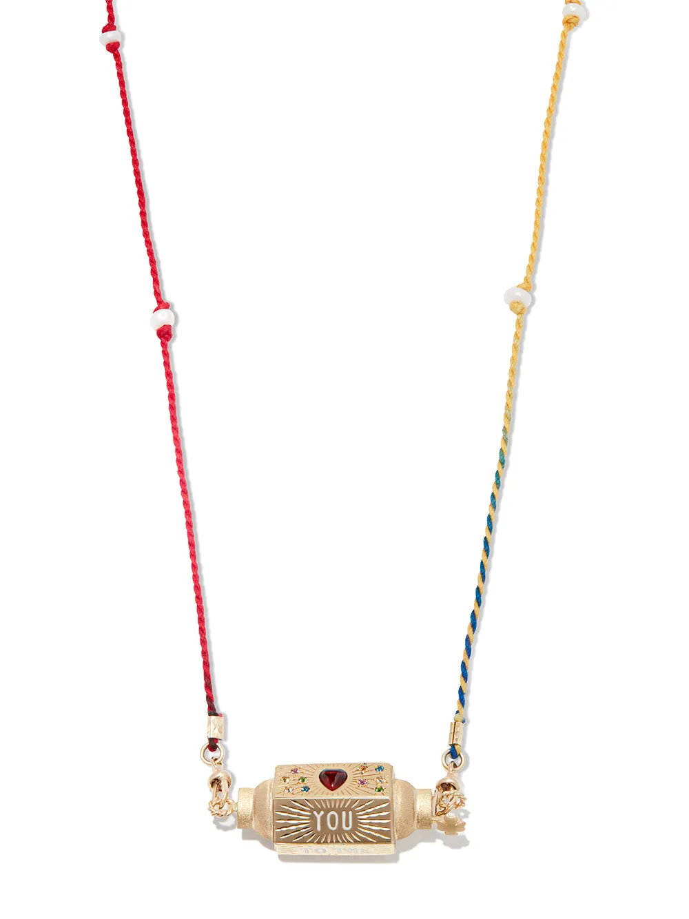 14kt yellow gold Love You multi-stone necklace