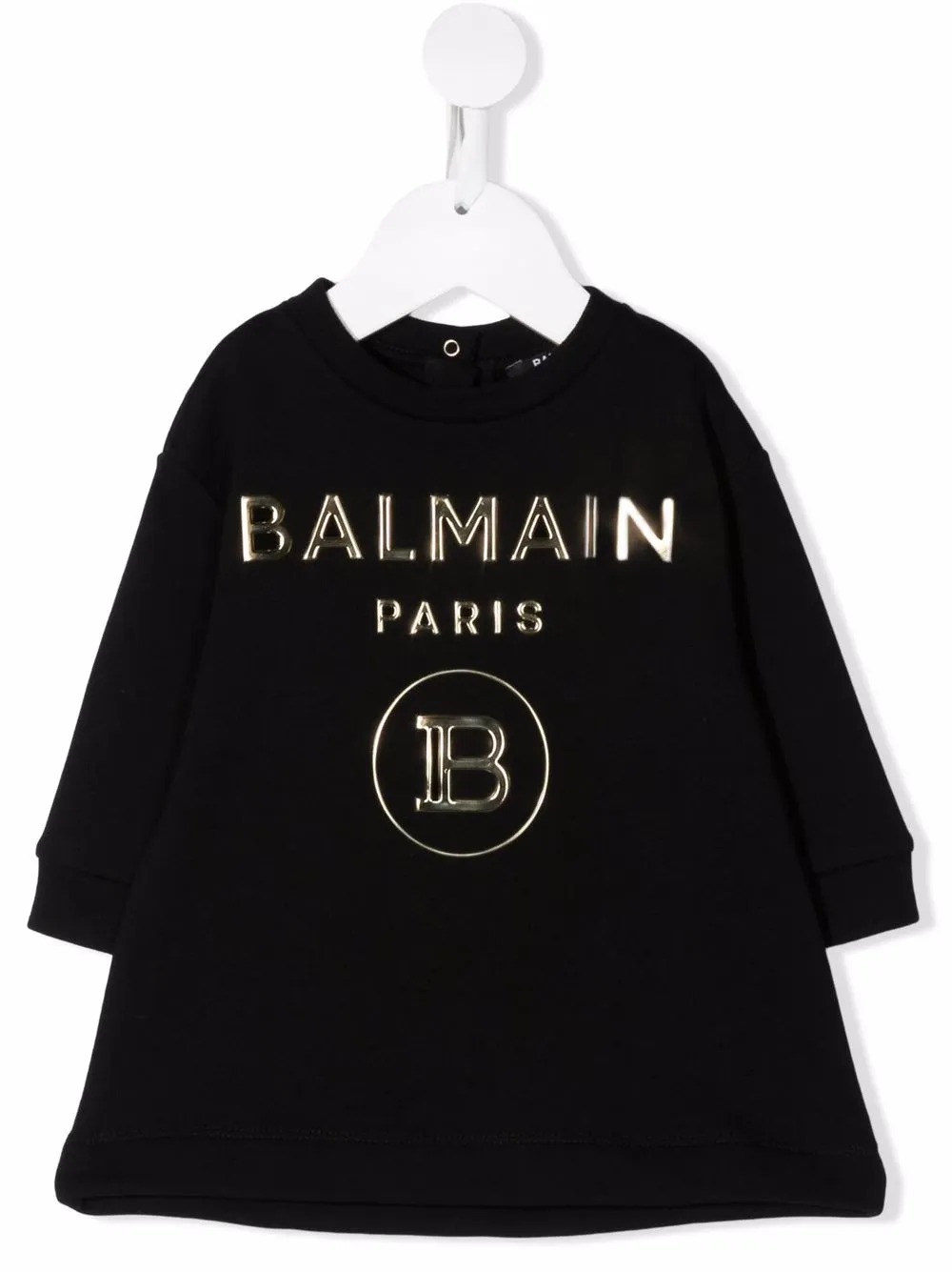 

Balmain Kids logo-embossed cotton jumper dress - Black