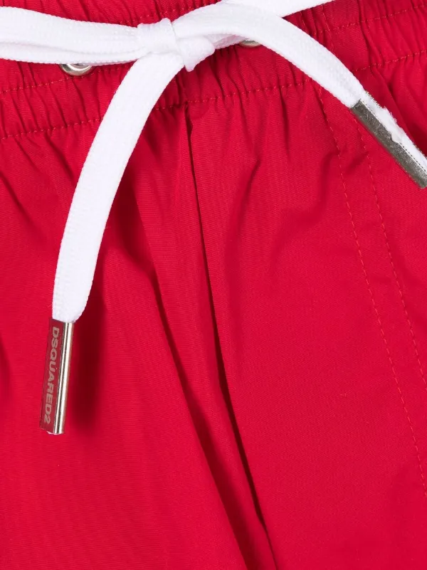 DSQUARED2 Icon-print Drawstring Swim Shorts | Red | FARFETCH