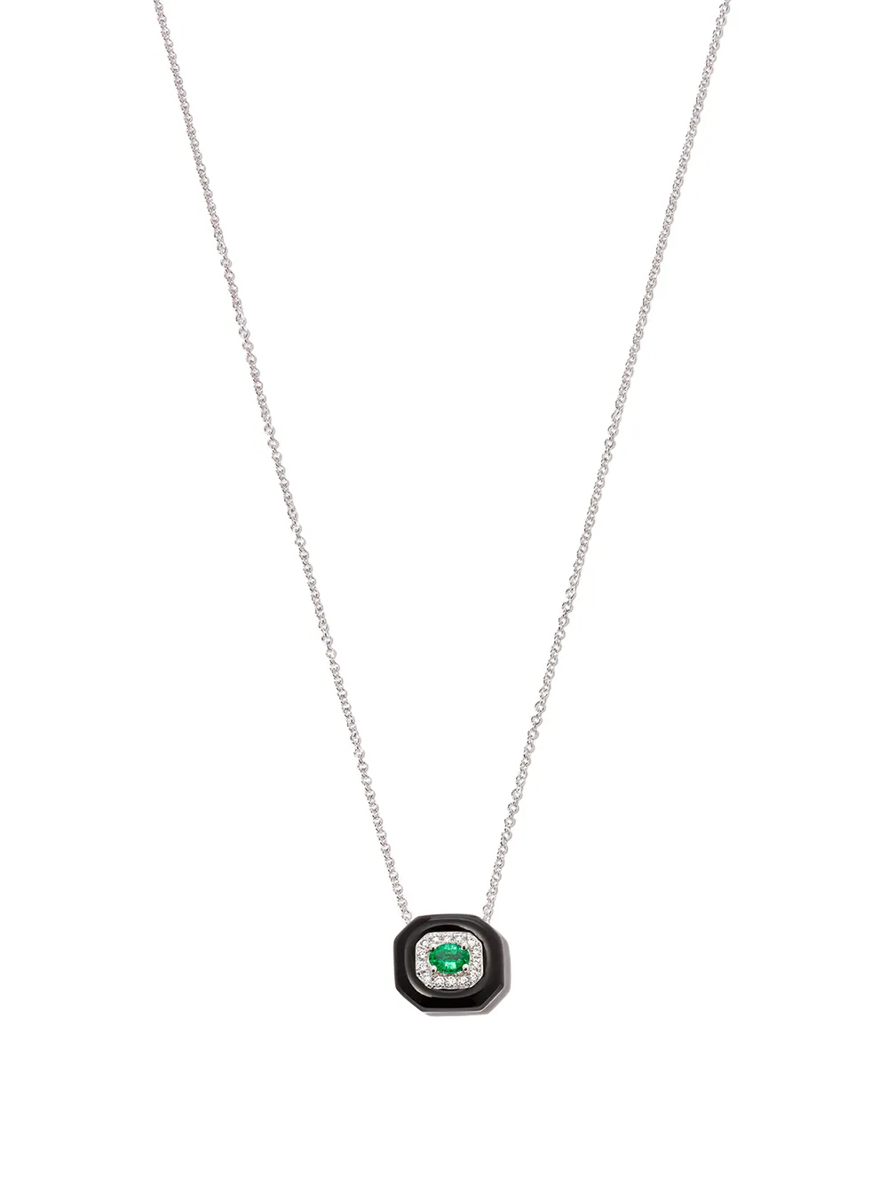 фото Nikos koulis 18kt white gold emerald and diamond necklace