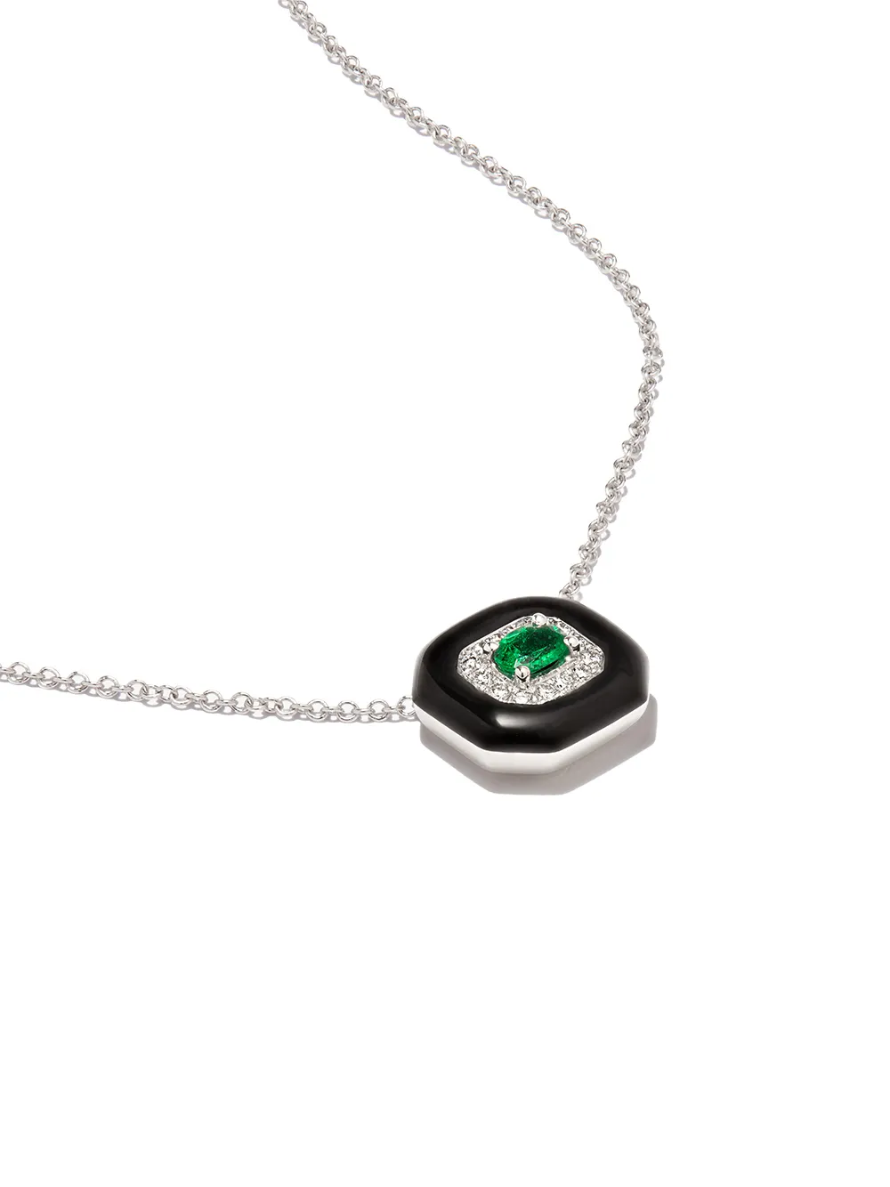 фото Nikos koulis 18kt white gold emerald and diamond necklace