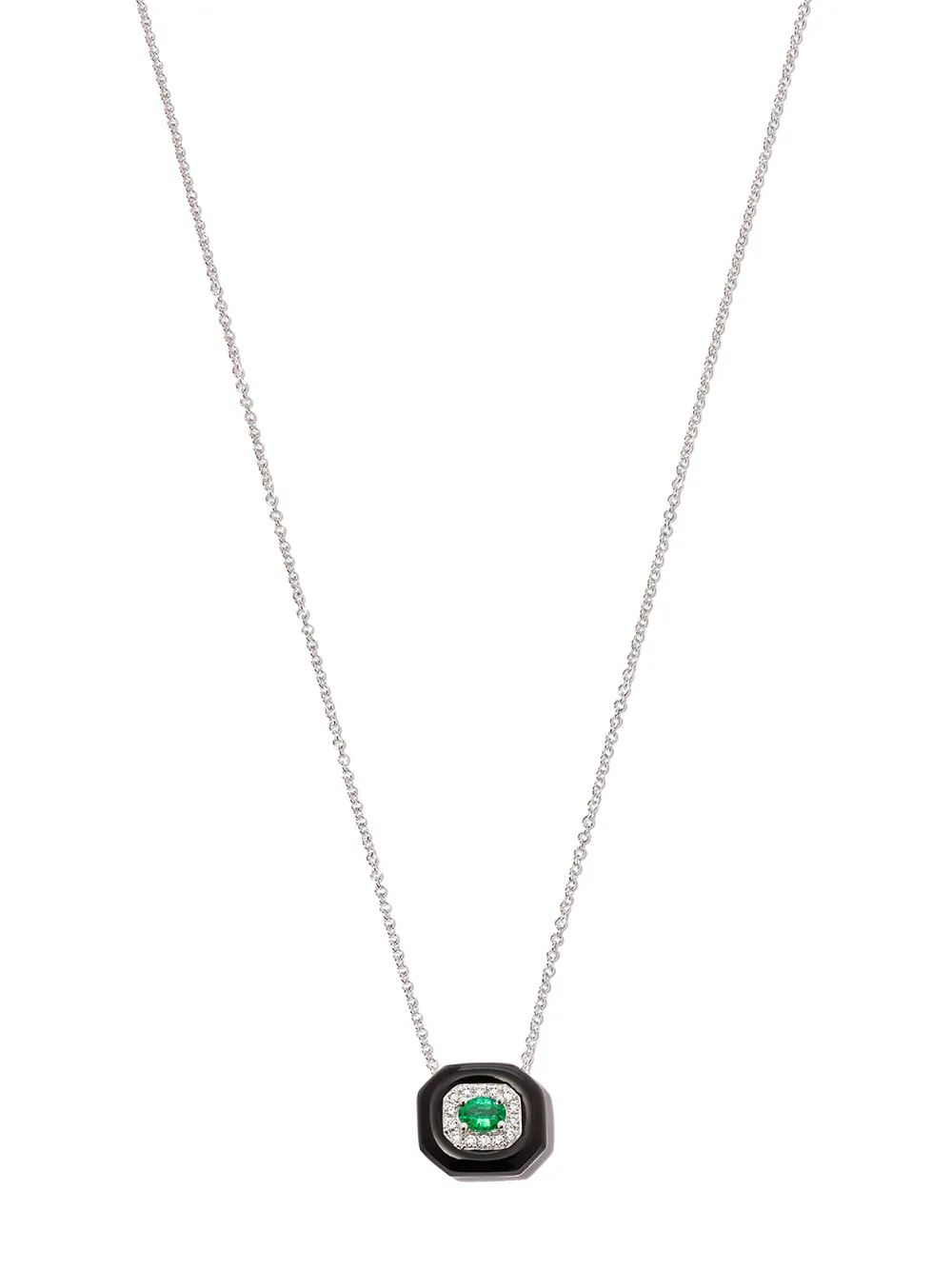 

Nikos Koulis 18kt white gold emerald and diamond necklace - Silver