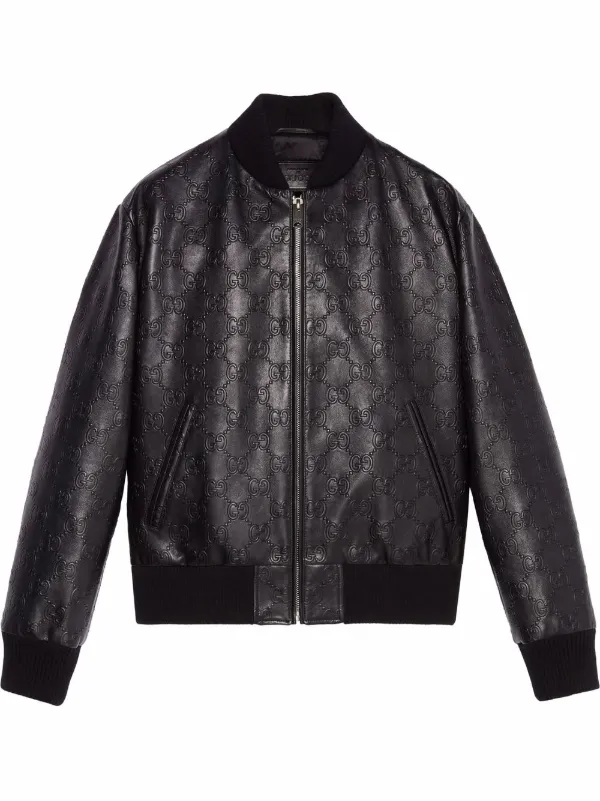 Gucci double-breasted GG Leather Jacket - Farfetch