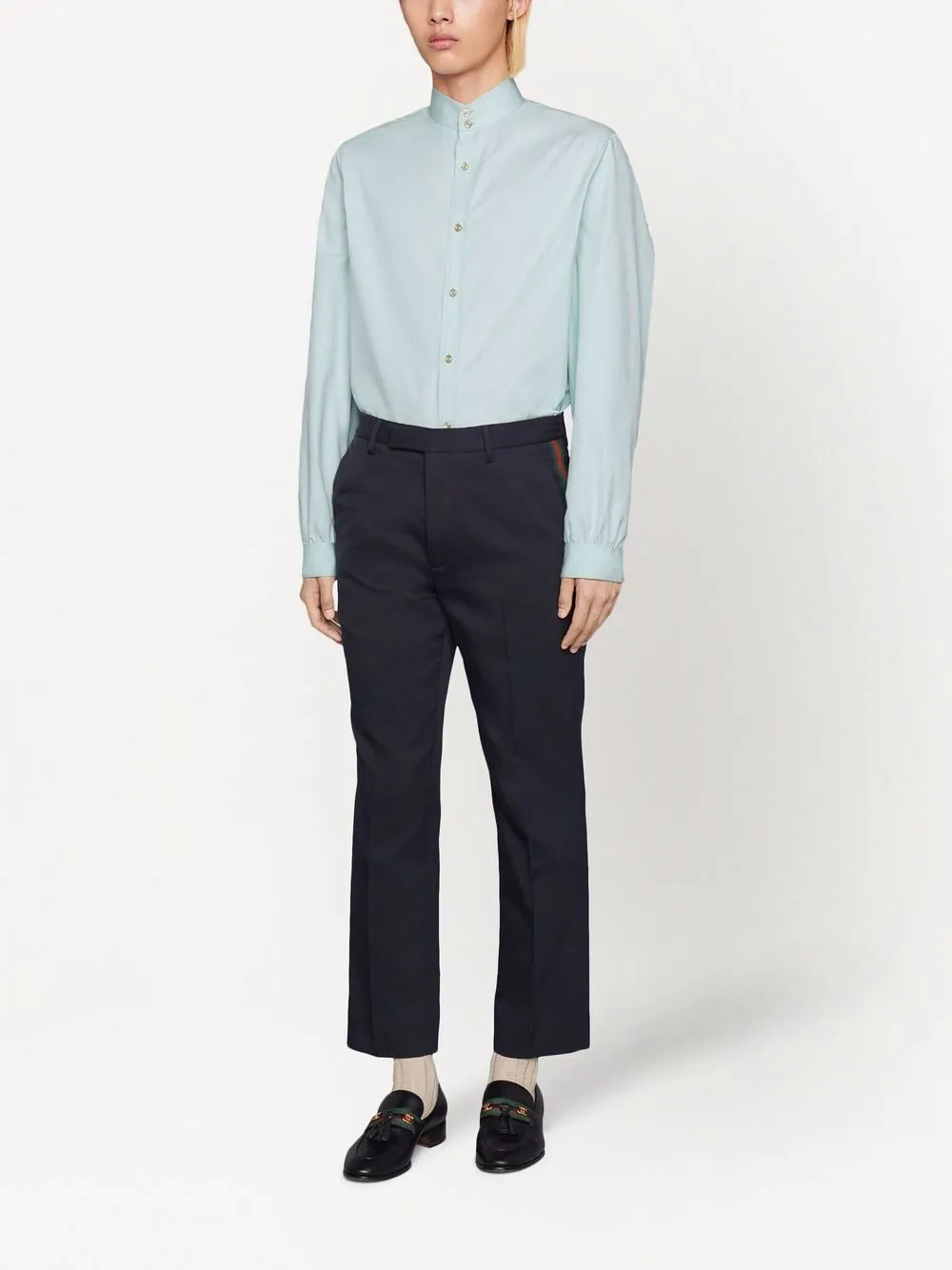 Shop Gucci Cotton Poplin Shirt In Blue